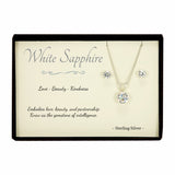White Sapphire Sterling Silver Pendant Necklace Earring Set