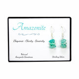 Natural Amazonite Sterling Silver Dangle Earrings in Gift Box
