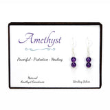 Amethyst Sterling Silver Dangle Earrings in Gift Box