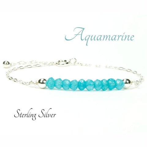 Aquamarine Gemstone Bracelet in Sterling Silver