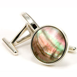 Black Mother of Pearl Sterling Silver Cufflinks | Tahitian Pearl .925 Silver Cufflinks - Back