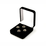 Black Mother of Pearl Silver Tuxedo Shirt Stud Set in Gift Box