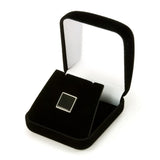 Black Onyx Square Sterling Silver Tie Tack / Lapel Pin in Gift Box