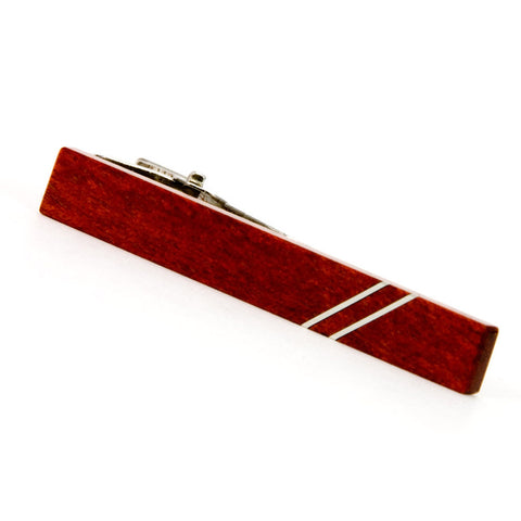 Bloodwood Silver Inlay Wood Tie Clip