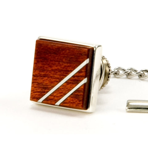 Bloodwood Sterling Silver Inlay Tie Tack / Lapel Pin
