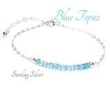 Sterling Silver Blue Topaz Gemstone Bracelet 