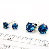 Blue Zircon Sterling Silver Stud Earrings - Sizing
