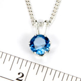 Blue Zircon Sterling Silver Necklace - Ruler 