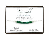 Emerald Gemstone Sterling Silver Bracelet in Gift Box
