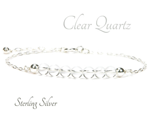 Bracelets | Clear Quartz Gemstone Bracelet in Sterling Silver