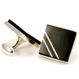 Sterling Silver Ebony Cufflinks With Sterling Silver Inlays