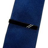 Classic Black Ebony Silver Inlay Wooden Tie Bar on Tie