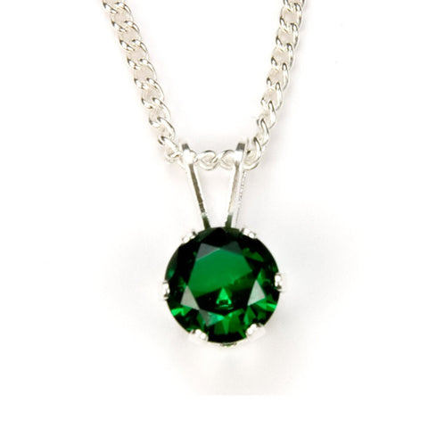 Emerald Sterling Silver Pendant Necklace