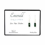Emerald Sterling Silver Gemstone Dangle Earrings in Gift Box
