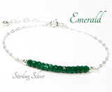 Sterling Silver Emerald Gemstone Bracelet 