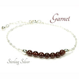 Sterling Silver Garnet Gemstone Bead Bracelet