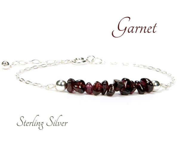 Garnet Bracelet, 925 Silver Bracelet, Garnet Jewelry, Birthstone Bracelet, January Birthstone, Bezel Bracelet, Valentine's Day Gifts For on sale Her