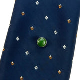 Jade Sterling Silver Tie Tack / Lapel Pin on Tie
