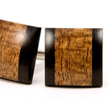 Hawaiian Koa Ebony Wooden Cufflinks - close up