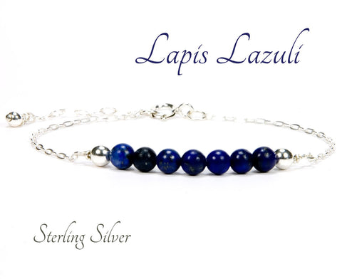Sterling Silver Lapis Lazuli Gemstone Bracelet
