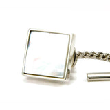 Mother of Pearl Sterling Silver Square Tie Tack / Lapel Pin