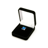 Blue Paua Sterling Silver Square Tie Tack / Lapel Pin In Gift  Box