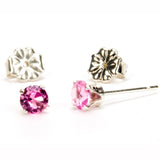 Pink Tourmaline Sterling Silver Post Earring Set