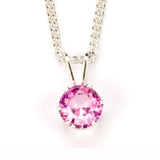 Pink Tourmaline Sterling Silver Pendant Necklace