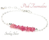 Sterling Silver Pink Tourmaline Chip Bracelet | October Birthday
