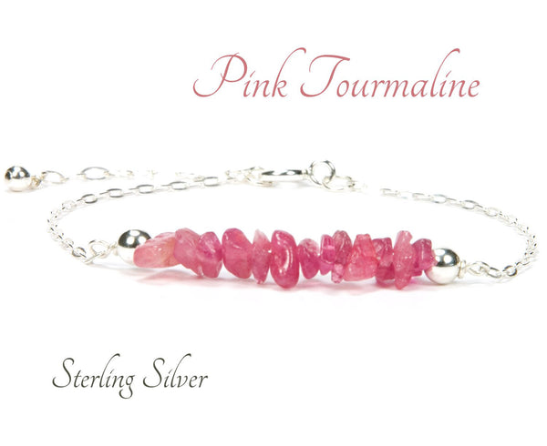 7 1/2'' Pink Tourmaline Sterling Silver newest 925 Gold Plated Bracelet