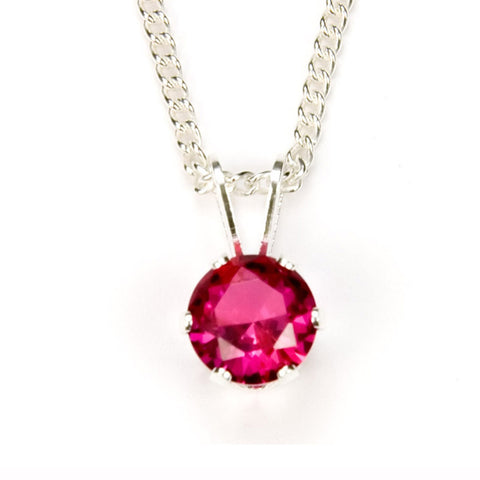 Ruby Sterling Silver Pendant Necklace