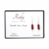 Ruby Sterling Silver Gemstone Dangle Earrings in Gift Box