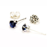 Blue Sapphire Sterling Silver Post Earrings