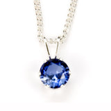 Blue Sapphire Sterling Silver Pendant Necklace