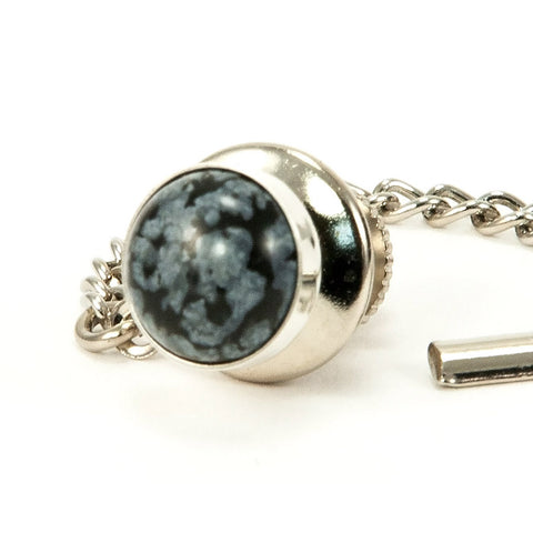 Snowflake Obsidian Sterling Silver Tie Tack / Lapel Pin