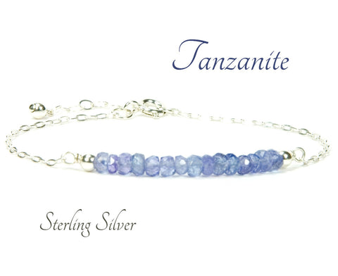 Blue Tanzanite December Birthstone Bracelet | Sterling Silver