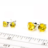 Yellow Topaz Sterling Silver Stud Earrings - Size