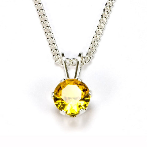Children's Split Bezel Solitaire-style Blue Topaz Necklace in Yellow Gold  (0.30cts TWT) | Miller's Jewelry
